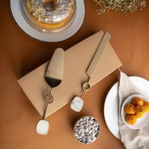 Contemporary Living Eco-Friendly Dishwasher Safe Metal <b>Cake</b> Serving <b>Kit</b> 2-Piece Stainless Steel Knife Server for Dessert Cutting - Product Image 4