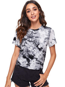 T-shirt tendance pour femme, col rond, en coton, léger, confortable, personnalisable, pour l'extérieur, élégant, mode quotidienne - Product Image 2