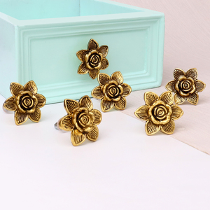 Wholesale Metal Kitchen Cabinet Knobs <b>Gold</b> <b>Drawer</b> Knobs and <b>Pulls</b> Rose Flower Shape Kids Dresser Cupboards Knobs - Product Image 5