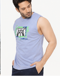 เสื้อกล้ามคอกลมสีฟ้าอ่อนสำหรับผู้ชาย AULTRA ONE ENTERPRISES ลาย 3 มิติ สีพื้น ผ้าถัก สวมใส่สบาย ระบายอากาศได้ดี น้ำหนัก 220 กรัม - Product Image 4