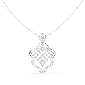 Collier pendentif fleur en or blanc massif 10K, tendance, avec diamants en treillis lumineux, plaqué rhodium, chaîne à maillons taille brillant, cadeau - Product Image 1