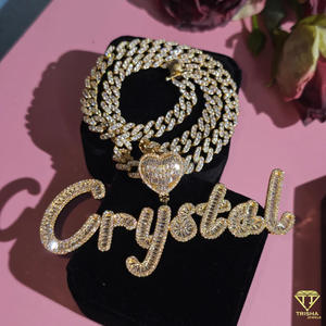 Collier personnalisé avec nom, diamant cultivé en laboratoire, pendentif hip-hop serti de diamants, bijoux de luxe, cadeau - Product Image 3