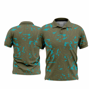 Chemises de sport polo 100% polyester à sublimation intégrale, chemises de pêche polo personnalisées imprimées par sublimation, t-shirts polo de sport - Product Image 3