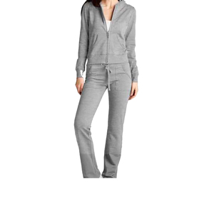 Premium Quality Two Piece Custom Logo Solid Zipper Women's Daily Casual Wear 2-Piece Set Long Sleeve Jacket Tracksuit - Product Image 3