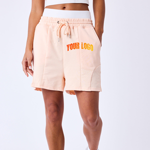 Pantalones Cortos Deportivos Personalizados con Bordado, Pantalones Cortos Deportivos de Algodón Francés con Estampado de Serigrafía de 5 Pulgadas para Mujer - Product Image 4
