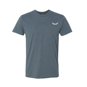 Camiseta Azul de Manga Corta para Hombre con Logotipo de Ala Estampado en la Parte Delantera, Cuello Redondo Informal, Corte Regular, Diseño Transpirable de Jersey de Algodón - Product Image 1