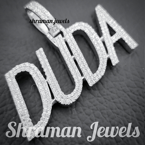 925 <b>Silver</b> Customized Iced Bling Name Script Big Nameplate Hip Hop Pendant <b>Necklace</b> Charm Lab Grown Diamond Jewelry Children's - Product Image 3