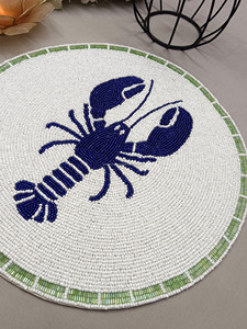 Coastal Beaded Lobster Placemat Round Handmade <b>Seed</b> Bead Table <b>Mat</b> Nautical Seafood Dining Table Decor Summer Home DecorationB2B - Product Image 3
