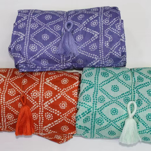 Paréo de plage imprimé rayé 2-en-1 : Écharpe en polyester et coton côté avant, serviette côté arrière - Product Image 1