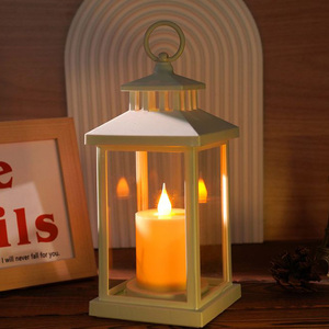 Designer Gold Iron Hurricane Lantern with Premium Glass <b>Windows</b> for Romantic Tabletop and Event Decoration - Product Image 2