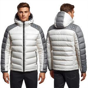 Luxury Men's Diamond Quilted Long Hooded Puffer Jacket Premium Insulated Polyester Construction Waterproof Windproof Modern - Product Image 4