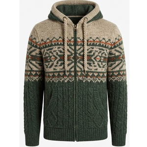 Sweat à capuche unisexe en tricot personnalisé avec logo, pull thermique en polaire pour l'hiver, coupe classique, 100% coton, imperméable, streetwear - Product Image 2