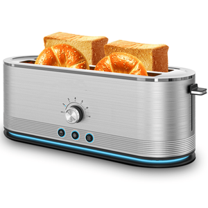 <b>Silver</b> Four-Piece <b>Toaster</b> with 7 Baking Levels & Anti-Clog Design Featuring Defrost/Reheat/Cancel Functions 4 1.5-Inch Slots - Product Image 2