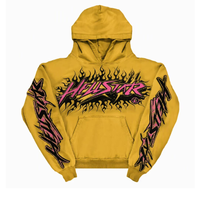 Sweat à capuche personnalisé pour homme, poids lourd 380 GSM, 100% coton, lettrage gothique, pull-over, style cyberpunk Y2K grunge, coupe classique, grandes tailles
