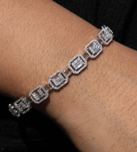 สร้อยข้อมือเพชรโมอิส925สเตอริงสีขาวตัดเพชร/ของขวัญสำหรับเธอ - Product Image 3