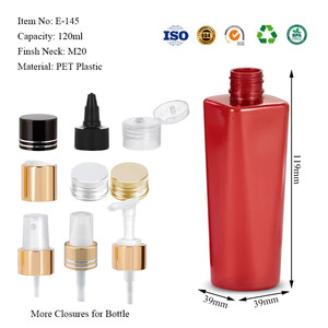 <b>Red</b> Square Top Bottom PET Plastic Bottles 120ml/280ml/850ml Screen Printed Custom Label Pump Sprayer <b>Shampoo</b> Conditioner Bottle - Product Image 6
