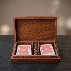 Boîte de rangement en bois pour cartes de poker et dés, fabriquée à la main en bois de rose indien, étui de jeu, porte-cartes, boîte cadeau en bois pour dés - Product Image 4