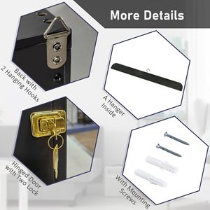 24\" X 32\" Acrylic <b>Shadow</b> <b>Box</b> Frame UV Resistant Jersey Display Case T-shirt Hanger 2 Keys Black Square Glass 6x8 10x10 - Product Image 6