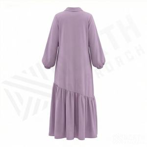 Elegante Abaya Islámica Sencilla para Mujer, Vestido Largo hasta el Suelo, Manga Larga, Cómodo, de Poliéster Ecológico, al por Mayor - Product Image 2