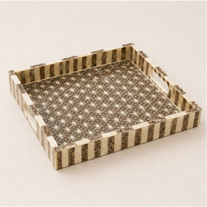 Wholesale Handmade Mother of Pearl Inlay Decorative Tray Starburst Pattern Capiz Shell Serving Platter for Luxury <b>Home</b> Decor - Product Image 1