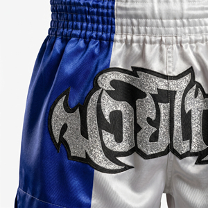 Custom Muay Thai Shorts <b>Men</b> Thai Boxing <b>Trunks</b> Professional Satin Glitter Patch Kickboxing Shorts Breathable Training Gym Shorts - Product Image 5