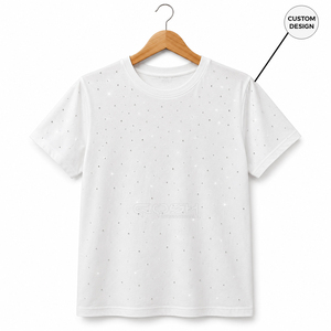 T-shirt à manches courtes Cosh International à pois blancs, col rond, coupe classique, jersey de coton, vêtements décontractés pour hommes et femmes - Product Image 5