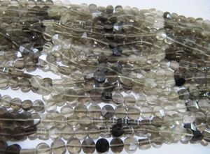 Perles de quartz fumé naturel en forme de pièce de monnaie, facettées, 5 mm, brin de 13 pouces - Product Image 2