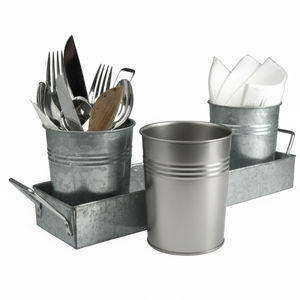 Porta Cubiertos de Acero Inoxidable de Alta Calidad con Acabado Plateado, Organizador de Utensilios con Bandeja y 3 Compartimentos para Almacenamiento en la Cocina - Product Image 1