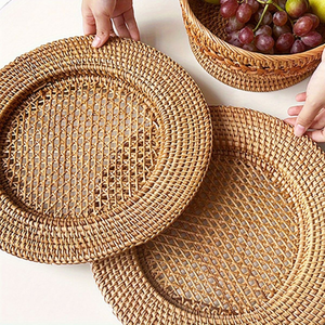 Plato de Servir de Ratán Tejido a Mano, Fibra Natural, Mantel Individual para Decoración de Mesa de Comedor, Plato de Bambú Ecológico para Servir - Product Image 6