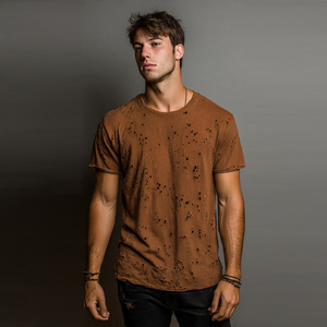 T-shirts légers déchirés pour hommes à manches courtes coupe-vent avec trous – Collection Printemps - Product Image 1
