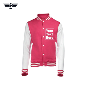 เสื้อแจ็คเก็ตวาร์ซิตี้บุขนสัตว์ 100% กันน้ำ สีแดงขาว สำหรับผู้ชาย แบบสั่งทำพิเศษ คอตั้ง ปิดด้วยซิป สไตล์เบสบอล บอมเบอร์ - Product Image 2