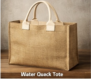 Large Blue <b>jute</b> Tote Bag with Brown Leather Handles Shopping Bag for Groceries - Product Image 6