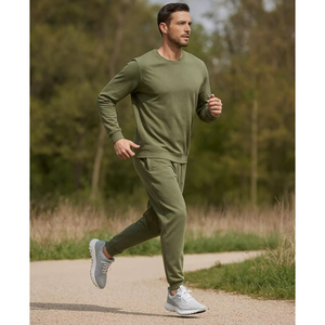 Ensemble décontracté deux pièces à manches longues avec chemise grise et tissu satiné à carreaux respirant pour l'automne - Product Image 2