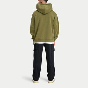 Sudadera con Capucha Oversize Verde Oliva para Hombre, de Felpa Gruesa, Manga Larga, con Bolsillo Canguro, Estilo Urbano - Product Image 3
