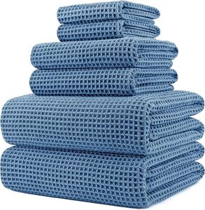 Microfiber Quick Dry Lint Free Oversize Bath <b>Towel</b> Set, 6 Piece (<b>Waffle</b> Weave) - Product Image 4