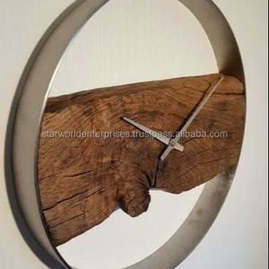 Artículos decorativos para el hogar de calidad de madera de acacia Reloj de pared de madera para sala de estar Dormitorio y decoración de oficina de INdia - Product Image 1