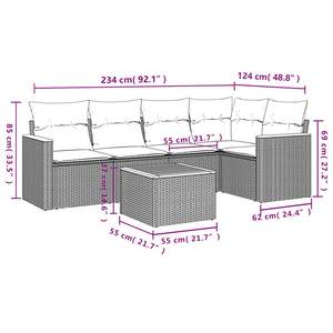 Conjunto de Sofás Modulares para Jardín de 6 Piezas, Ratán Sintético Negro, Muebles de Exterior Elegantes y Duraderos - Product Image 3