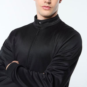 Veste de survêtement noire pour homme, fermeture éclair intégrale, coupe classique, 100 % polyester, couleur unie, poids moyen, poches latérales, idéale pour l'automne - Product Image 5