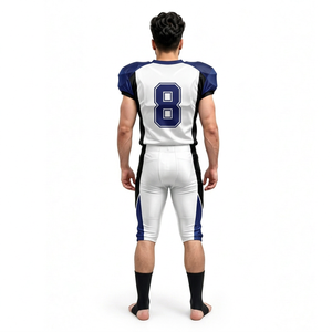 Men's <b>Padded</b> American Football <b>Pants</b> White Blue Black Sublimated Fitted Elastic Waist Sportswear Apparel - Product Image 6