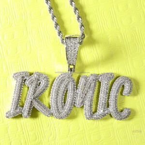 Custom " Ironic " Bubble Letter Pendant Necklace <b>Iced</b> <b>Out</b> Hip Hop Jewelry Moissanite Diamond <b>Chain</b> - Product Image 2