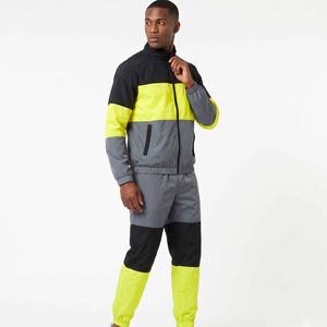 Ensemble 2 pièces de survêtements softshell personnalisés avec fermeture éclair pour homme, avec passepoil et revers élastiques, coupe-vent unisexe en nylon - Product Image 3