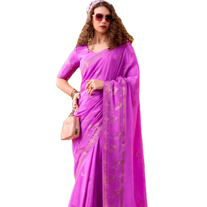 Sari contemporáneo de tejido crepé sintético en azul aguamarina para uso casual - Product Image 1