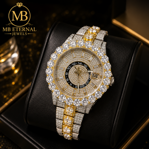 Montre de luxe pour homme MB ETERNAL avec date automatique, diamants, bracelet en acier inoxydable, boîtier en alliage, mouvement à quartz analogique, cadran de 41 mm, cristal saphir, chiffres romains - Product Image 1