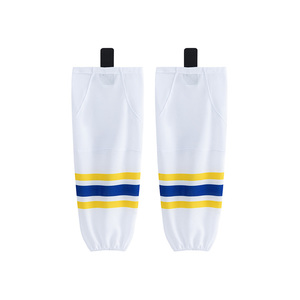 Chaussettes de hockey sur glace professionnelles pour adultes, rayées, en coton et élasthanne, respirantes, écologiques, à séchage rapide, absorbant la transpiration, avec revers. - Product Image 4