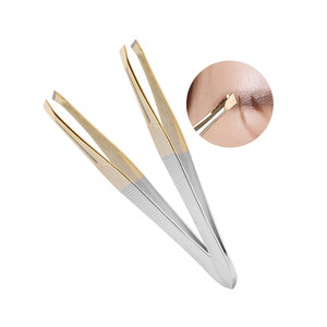 Pince à épiler en acier inoxydable à pointe dorée, style 2026, la plus vendue et dernière tendance - Product Image 1