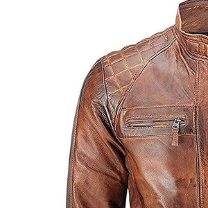 Chaqueta de Cuero para Motocicleta de Invierno para Hombre, Chaqueta Resistente, Chaqueta Urbana con Cuello Cuadrado, Chaqueta de Exterior de Primera Calidad Personalizada - Product Image 5