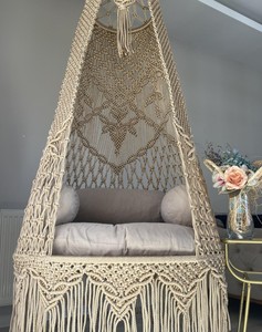 Chaise hamac bohème, chaise suspendue en macramé, chaise suspendue pour l'intérieur et l'extérieur, décoration bohème faite à la main, cadeau de Noël - Product Image 2