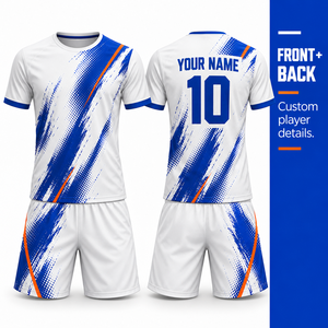 Ensemble maillot et short de football unisexe à imprimé brossé, col rond, séchage rapide, kit de football personnalisé, fabricant d'uniformes d'équipe OEM en gros - Product Image 6