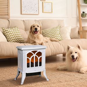 Caminetto Elettrico da 750W/1500W, Stufa Indipendente con Effetto Fiamma e Tronchi Realistici, Installazione a Incasso con Cornice Bianca - Product Image 2