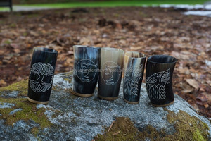 Handmade Natural Hand Carved Drinking Horn Cup /<b>Glass</b> Viking Horn <b>Shot</b> Cups <b>Glasses</b> - Product Image 4
